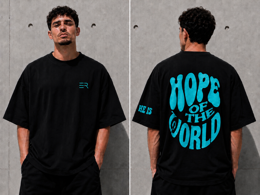 Oversize - Hope - BRILHA NO ESCURO (Azul Turquesa)